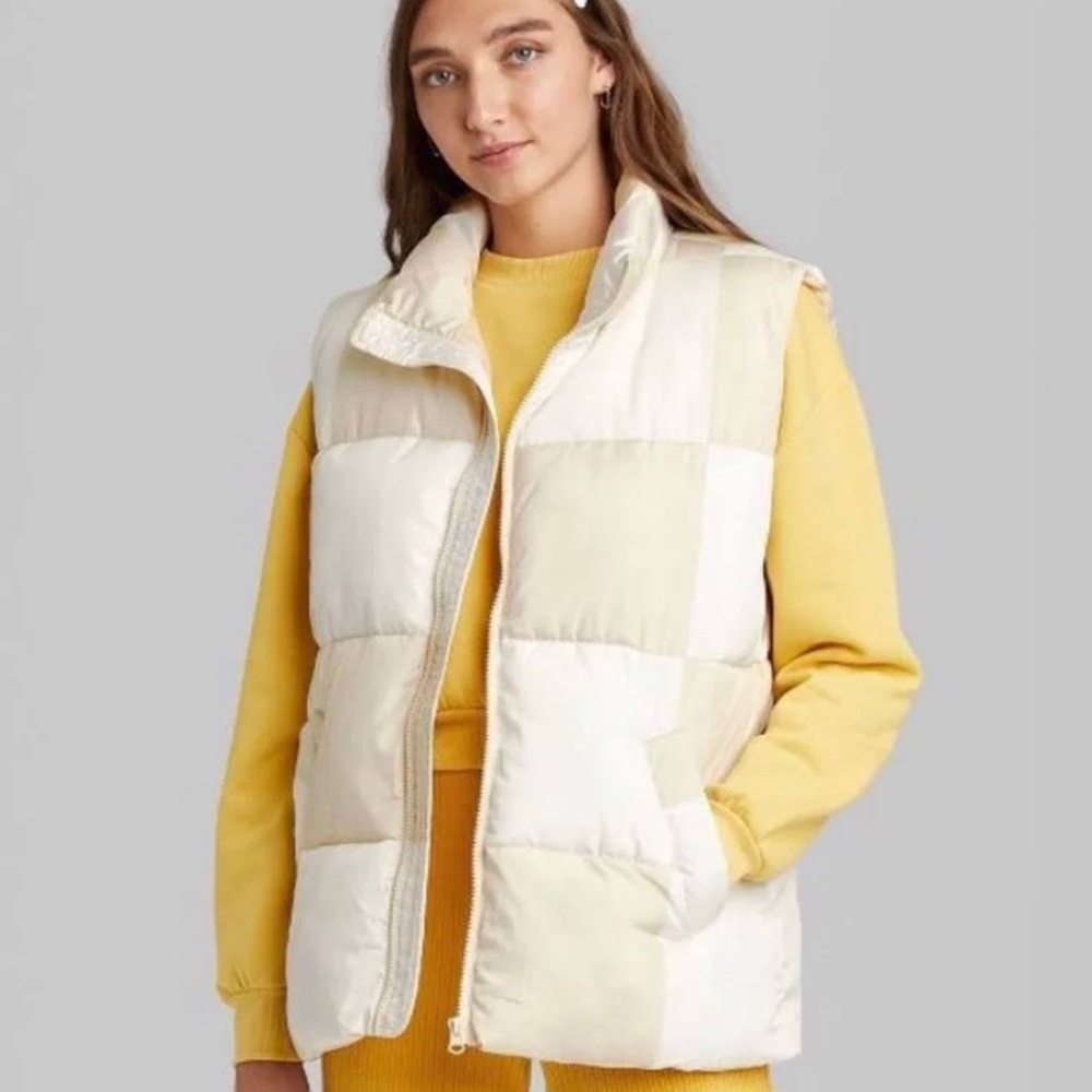 Wild Fable Checkered Puffer Vest